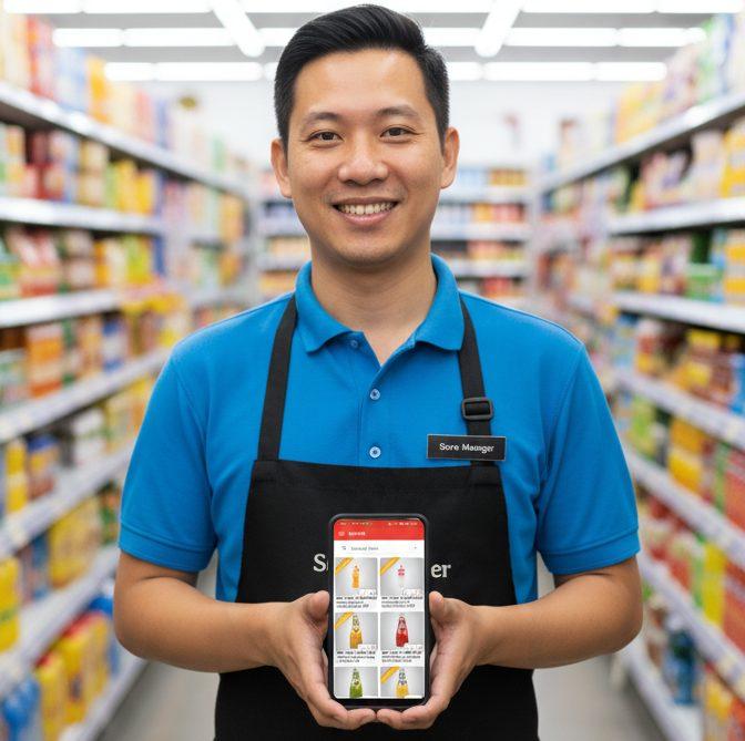 Business owner using the Bapar app for inventory management